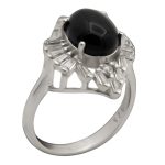 انگشتر عقیق مشکی نقره زنانه طرح شینا