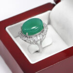 انگشتر عقیق سبز نقره زنانه طرح آدینه - Image 3