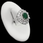 انگشتر عقیق سبز نقره زنانه طرح فانتزی گلبرگ