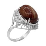 انگشتر عقیق سلیمانی نقره زنانه طرح آدینه