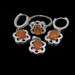 نیم ست عقیق سرخ یمنی نقره زنانه طرح بهشت - Image 4