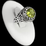 انگشتر زبرجد الماس تراش نقره دست ساز مردانه طرح کیهان