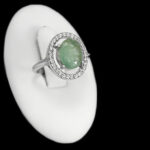 انگشتر زمرد زامبیا الماس تراش نقره زنانه طرح صحرا