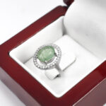 انگشتر زمرد زامبیا الماس تراش نقره زنانه طرح صحرا - Image 3