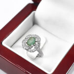 انگشتر زمرد زامبیا الماس تراش نقره زنانه طرح روکای - Image 3