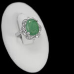 انگشتر زمرد زامبیا الماس تراش نقره زنانه طرح هما