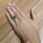 انگشتر زمرد الماس تراش نقره مردانه طرح قدیر - Image 4