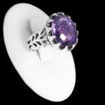 انگشتر آمیتیست الماس تراش نقره مردانه طرح ارشیا