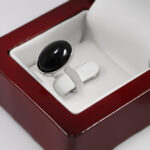 انگشتر عقیق مشکی نقره مردانه و زنانه طرح آرش + حرز امام جواد (ع) - Image 3