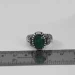 انگشتر زمرد الماس تراش نقره مردانه طرح امیر - Image 2