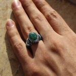 انگشتر زمرد الماس تراش نقره مردانه طرح امیر - Image 4