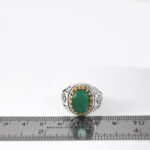 انگشتر زمرد الماس تراش نقره مردانه طرح دور طلایی افشین - Image 2