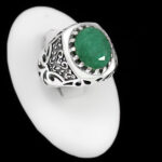 انگشتر زمرد الماس تراش نقره مردانه طرح قدیر