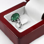 انگشتر زمرد الماس تراش نقره مردانه طرح آراد - Image 2