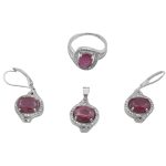 نیم ست یاقوت سرخ الماس تراش نقره زنانه طرح آیسان