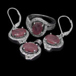 نیم ست یاقوت سرخ الماس تراش نقره زنانه طرح آیسان - Image 4