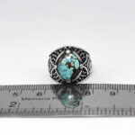 انگشتر فیروزه نیشابوری نقره مردانه و زنانه طرح ماها - Image 3