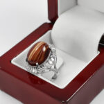 انگشتر عقیق سلیمانی نقره زنانه طرح آدینه - Image 3