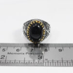 انگشتر عقیق مشکی نقره مردانه طرح دورطلایی محمد رسول الله (ص) - Image 3