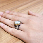 انگشتر فیروزه نیشابوری نقره مردانه طرح یا ضامن آهو - Image 4