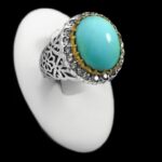 انگشتر فیروزه نیشابوری نقره دست ساز فاخر مردانه طرح شاه صفوی