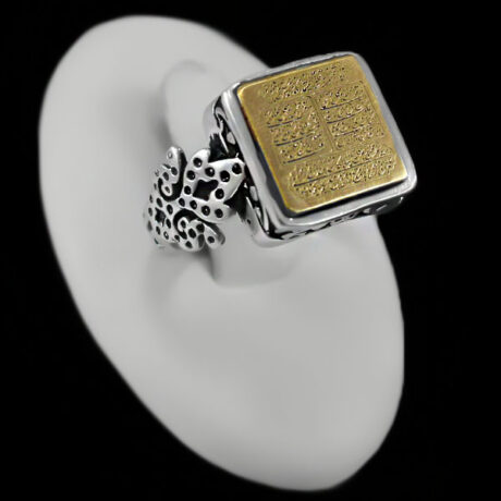 انگشتر حرز امام جواد (ع) نقره مردانه طرح فانتزی چهارقل