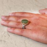 انگشتر یشم یمنی نقره مردانه طرح دور طلایی ایلان - Image 2