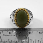 انگشتر یشم یمنی نقره مردانه طرح دور طلایی یا علی (ع) - Image 4