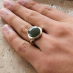 انگشتر یشم یمنی نقره مردانه طرح تادا - Image 2