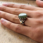 انگشتر یشم یمنی نقره مردانه طرح فانتزی علی (ع) - Image 2