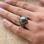 انگشتر یشم یمنی نقره مردانه طرح بهنود - Image 2