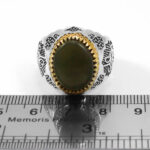 انگشتر یشم یمنی نقره مردانه طرح دورطلایی فانتزی یاعلی (ع) - Image 3