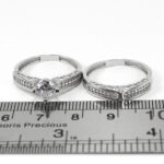 حلقه و پشت حلقه نقره زنانه طرح چند نگین میترا - Image 2