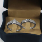 حلقه و پشت حلقه نقره زنانه طرح چند نگین میترا - Image 3