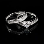 حلقه و پشت حلقه نقره زنانه طرح چند نگین میترا