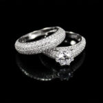 حلقه و پشت حلقه نقره زنانه طرح چند نگین سیمین