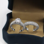 حلقه و پشت حلقه نقره زنانه طرح چند نگین سیمین - Image 3