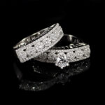 حلقه و پشت حلقه نقره زنانه طرح چند نگین ساناز