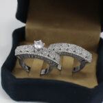 حلقه و پشت حلقه نقره زنانه طرح چند نگین ساناز - Image 3