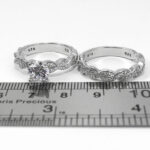 حلقه و پشت حلقه نقره زنانه طرح چند نگین اعظم - Image 2