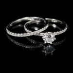 حلقه و پشت حلقه نقره زنانه طرح چند نگین لاله