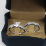 حلقه و پشت حلقه نقره زنانه طرح چند نگین ستاره - Image 2