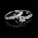 حلقه و پشت حلقه نقره زنانه طرح چند نگین ستاره