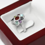 انگشتر نقره زنانه دست ساز طرح لیلا با چند سنگ معدنی اصل - Image 3