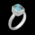 انگشتر فیروزه نیشابوری نقره دست ساز طرح آرام دل + حرز امام جواد (ع)