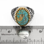 انگشتر فیروزه نیشابوری نقره مردانه طرح یا ضامن آهو ۳ - Image 3