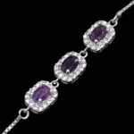 دستبند آمیتیست الماس تراش نقره زنانه طرح حبیبه