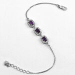 دستبند آمیتیست الماس تراش نقره زنانه طرح حبیبه - Image 2