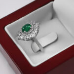 انگشتر عقیق سبز نقره زنانه طرح شاپرک - Image 2