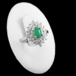 انگشتر عقیق سبز نقره زنانه طرح شاپرک